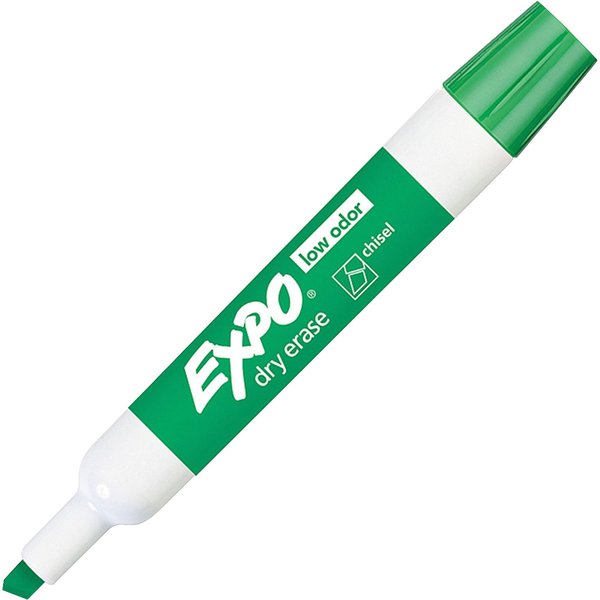 Dry Erase Marker, Chisel Tip, Green PK12 Low Odor