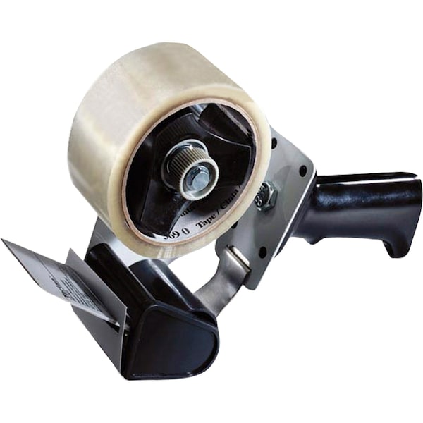 Heavy Duty Handheld Tape Dispenser, 2 in W Max Tape, 3 in Core Dia, Plastic, Black