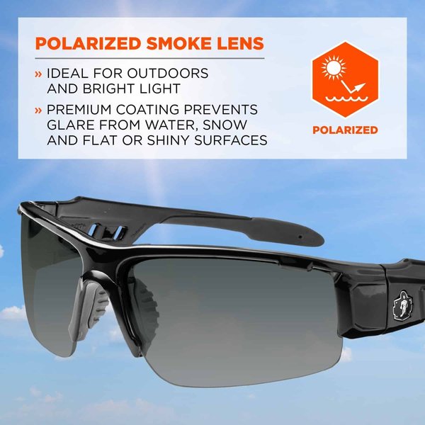 Polarized Safety Glasses, Traditional Smoke Polycarbonate Lens, Scratch-Resistant
