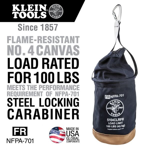 Bucket, Canvas, Flame-Resist, Top Closing, #4 Flame Resistant Canvas