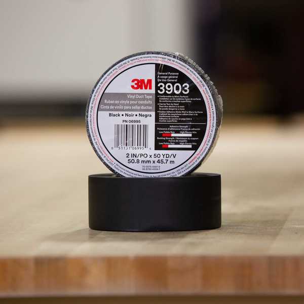 Duct Tape, 2 x 50 yd, 6.5 mil, Black, Vinyl