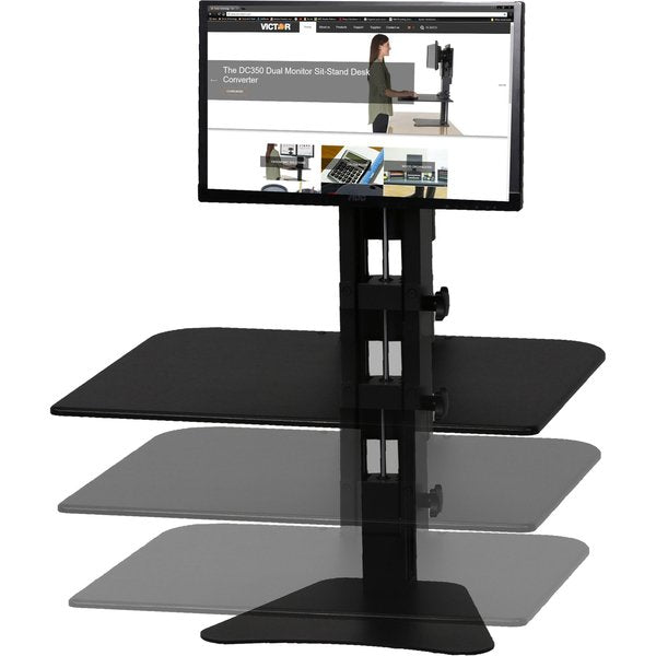 Sit-Stand Desk Converter, Includes Steel Base & Desk Surface