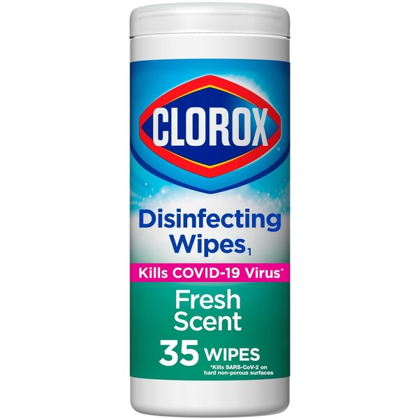 Disinfecting Wipes, White, Canister, Hard, Non Porous Surfaces, 12 PK, 35 Wipes, 7 in x 8 in, Fresh