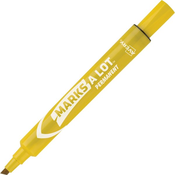 Large Desk-Style Permanent Marker, Chisel Tip, Yellow