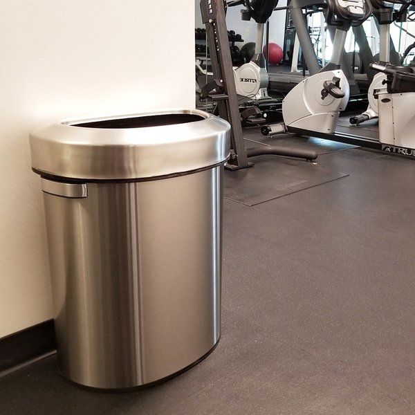 18 gal Round Semi-Round Open Top Trash Can, 18 Gallon, Silver, Stainless Steel