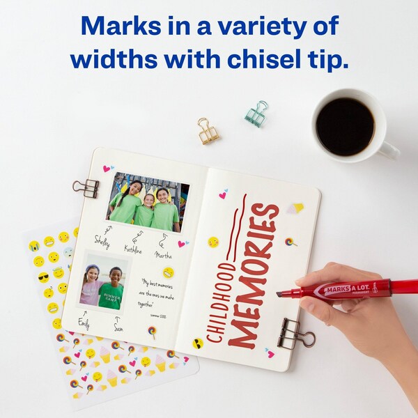 Desk-Style Permanent Marker, Chisel Tip, Red