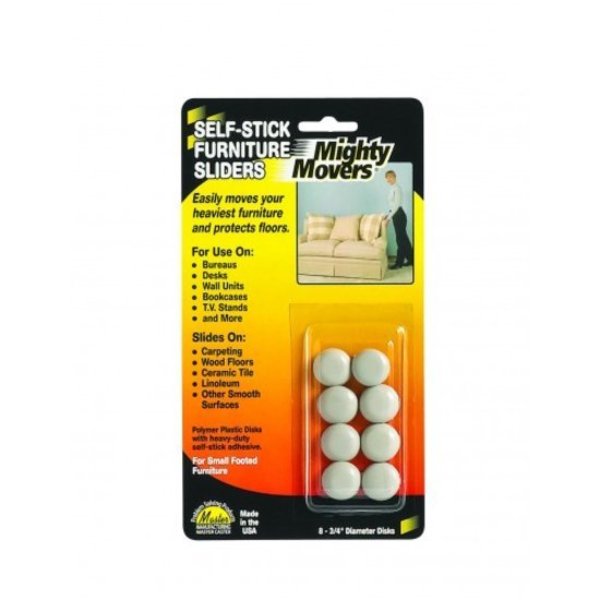 Furniture Glide, Self-Stick, Round, 3/4, PK8