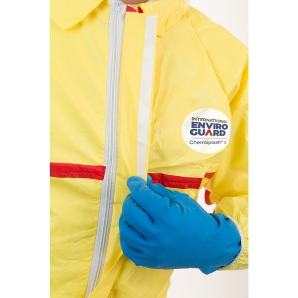 Hooded Chemical Resistant Coveralls, Yellow, Zipper