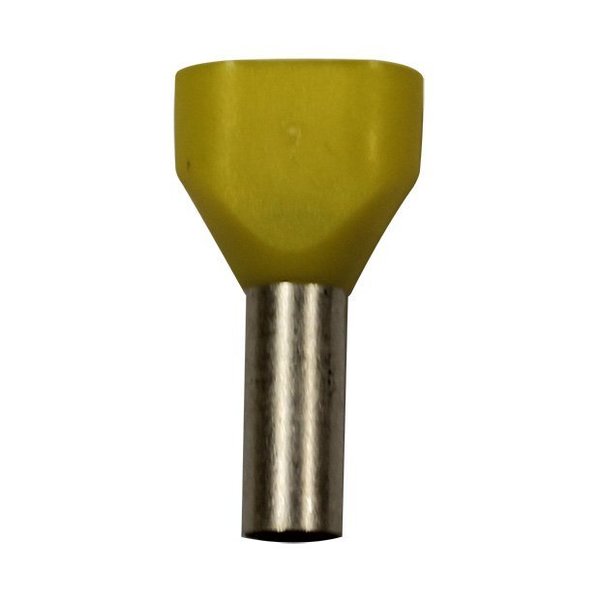 Wire Ferrule, Yellow, Twin, 1 AWG, PK100