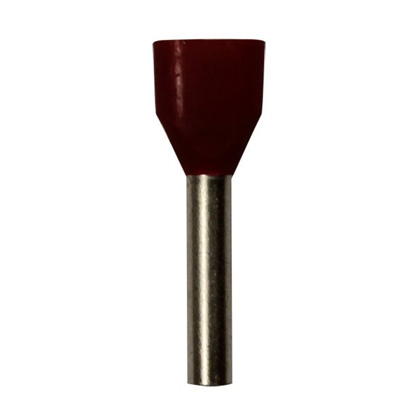 Wire Ferrule, Red, Twin, 16 x 2 AWG, PK500