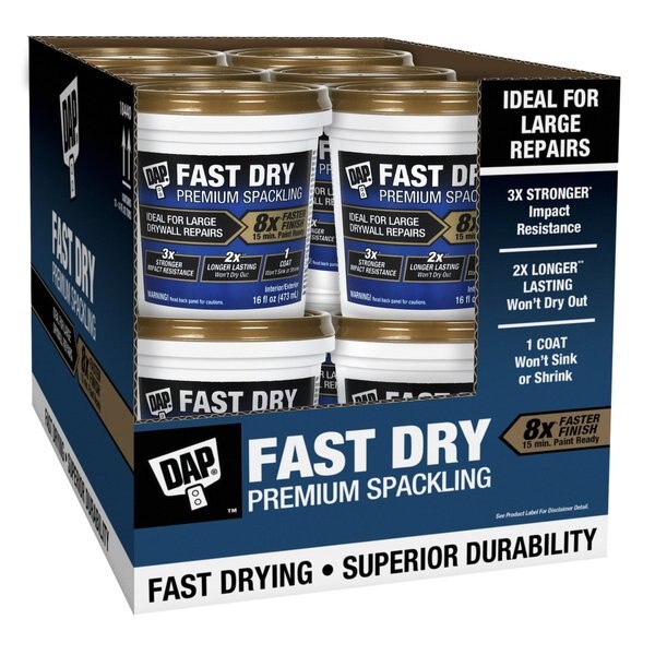 Spackle, 16 fl oz, Pail, Off White, Fast Dry
