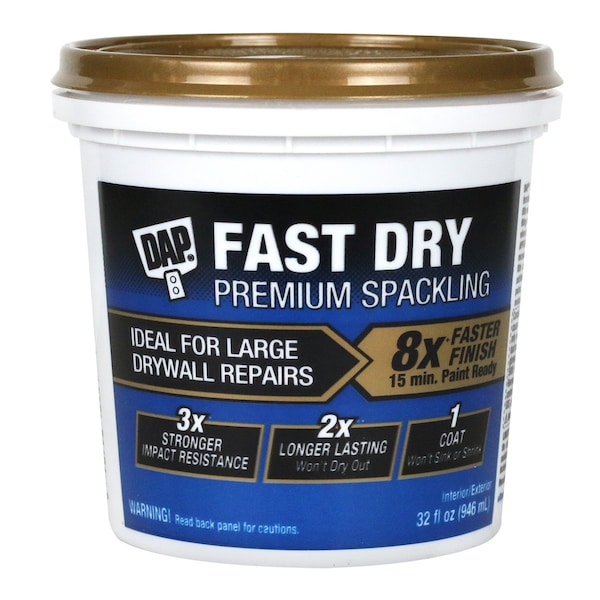 Spackle, 32 fl oz, Pail, Off White, Fast Dry