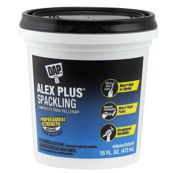Spackling 16 oz Tub, PK12, 16 fl oz, White