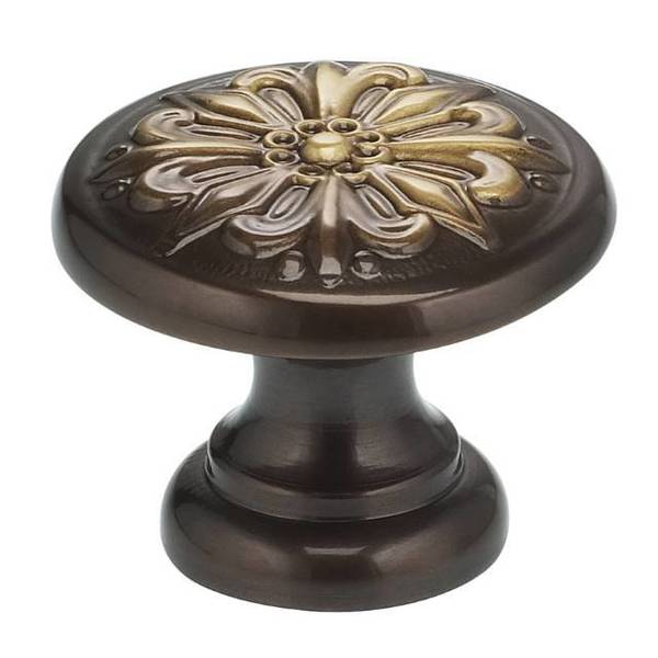 Ornate Cabinet Knob Shaded Bronze 1-3/16