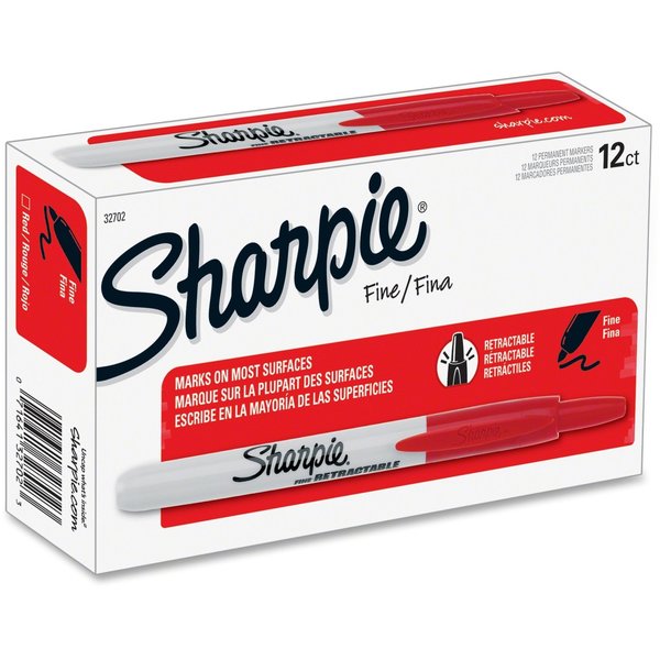 Permanent Marker, Fine Tip Red PK12, Marker Cap: Capped