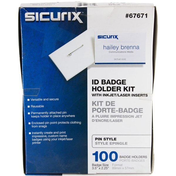 ID Badge Holder Kit, Color Clear, PK100