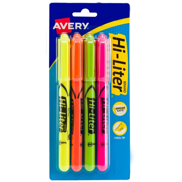 Hi-Liter Pen-Style Highlighters, Sm, PK4