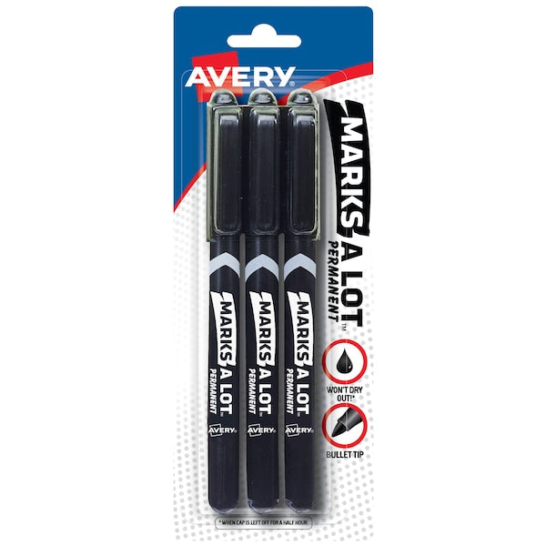 Marks A Lot Permanent Markers, Pen-, PK3
