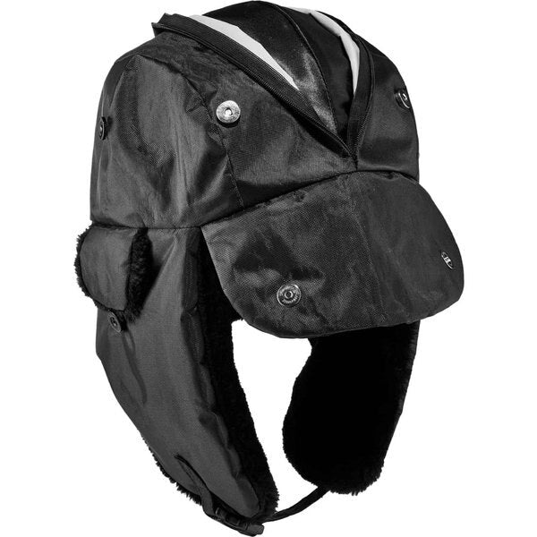 Black Zippered Trapper Hat, L/XL