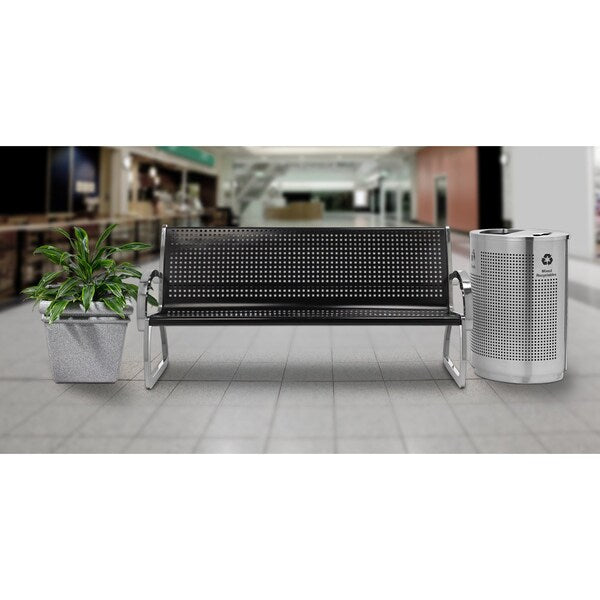 40 gal Recycling Bin, Silver, Stainless Steel