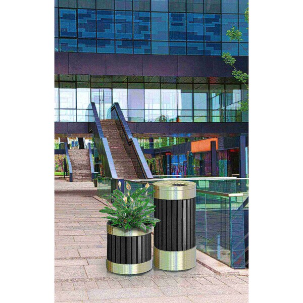 Riverview 1 Trash Bin, Blk, SS, 25 gal.