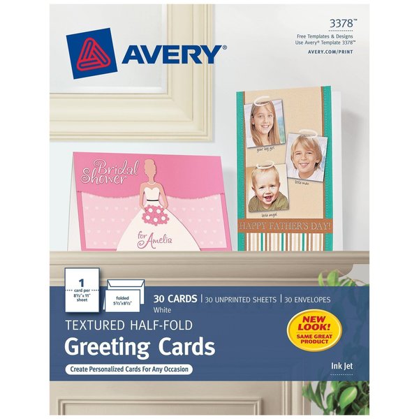 Printable Half-Fold Greeting Cards, PK30