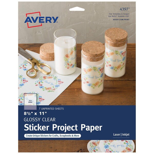Printable Sticker Paper, Glossy Clear, 8