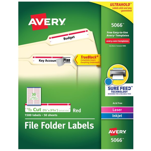 TrueBlock File Folder Labels, 2/, PK1500