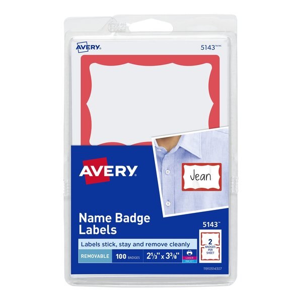 Name Tag Stickers, White Rectangl, PK100