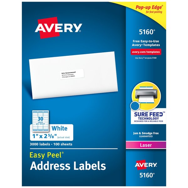 Easy Peel Address Labels, Sure F, PK3000