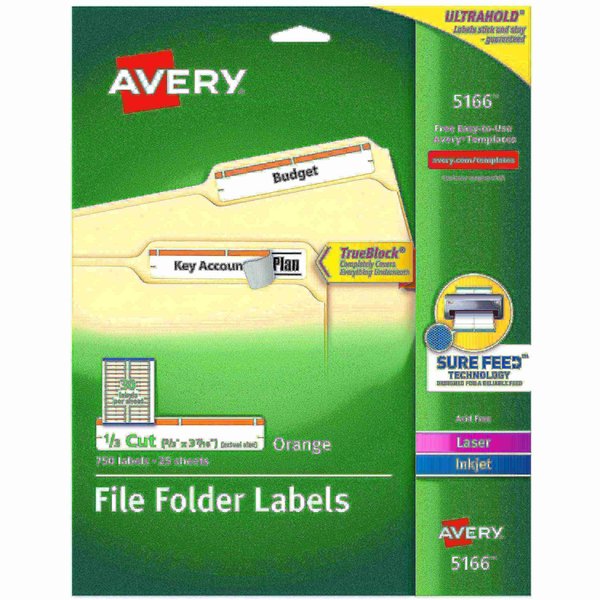 TrueBlock File Folder Labels, 2/3, PK750