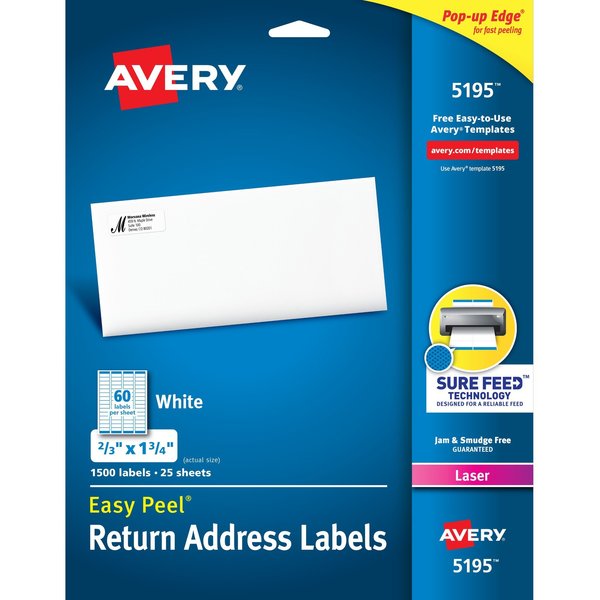 Easy Peel Return Address Labels, PK1500
