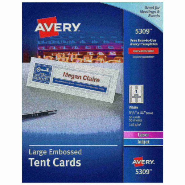 Printable Large Tent Cards, Emboss, PK50