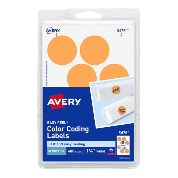 Removable Color-Coding Labels, Re, PK400