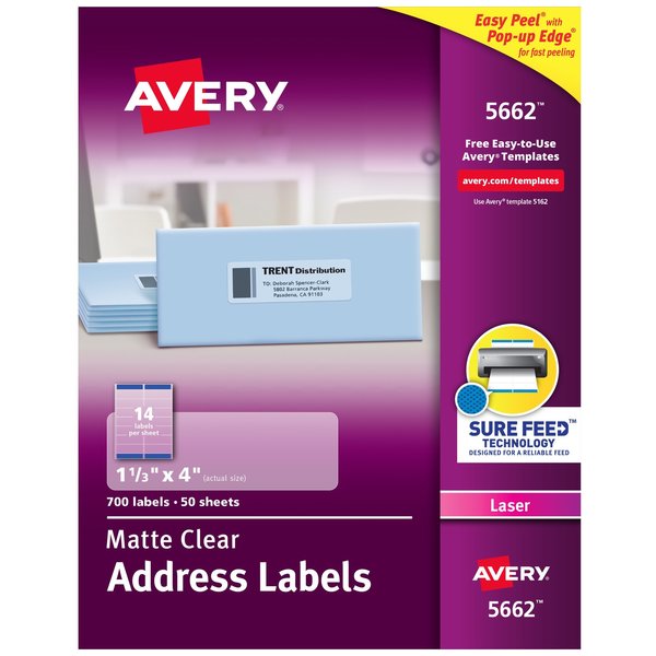 Matte Clear Address Labels, Sure, PK700