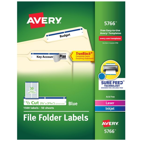 TrueBlock File Folder Labels, 2/, PK1500