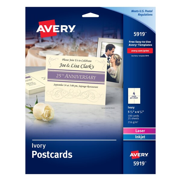 Postcards, Ivory, Two-Sided Print, PK100