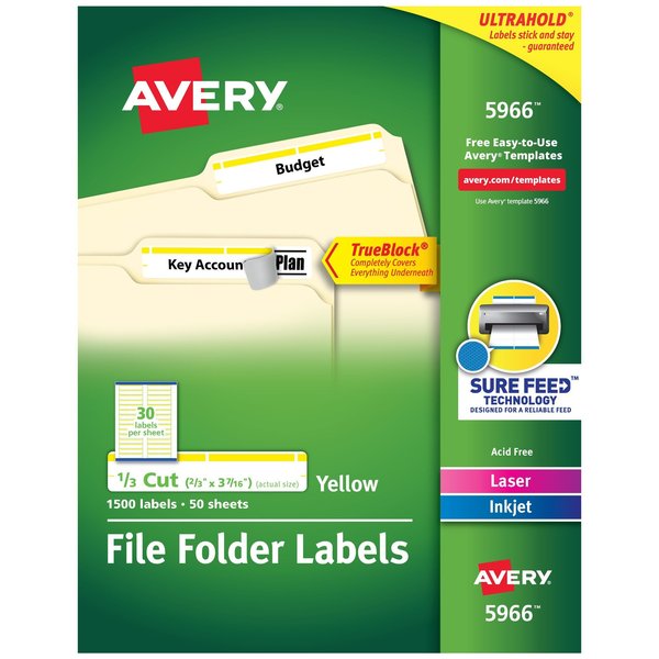 TrueBlock File Folder Labels, 2/, PK1500