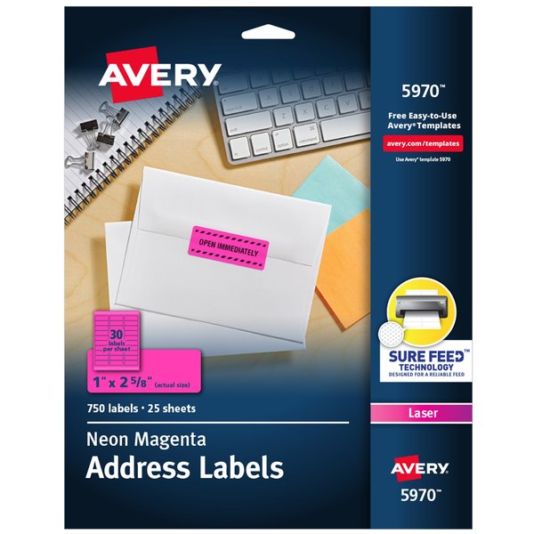 Neon Address Labels with Sure Fee, PK750