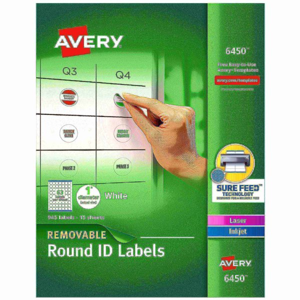 Multiuse Removable Round Labels w, PK945