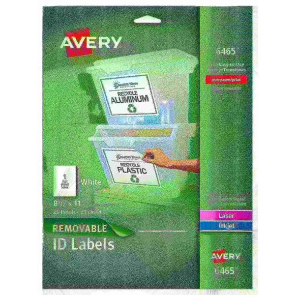 Self-Adhesive Removable Laser Id L, PK25