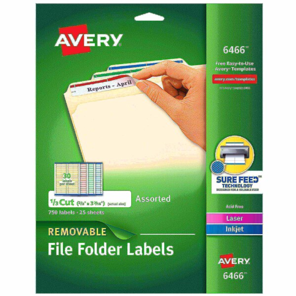 File Folder Labels with Sure Feed, PK750