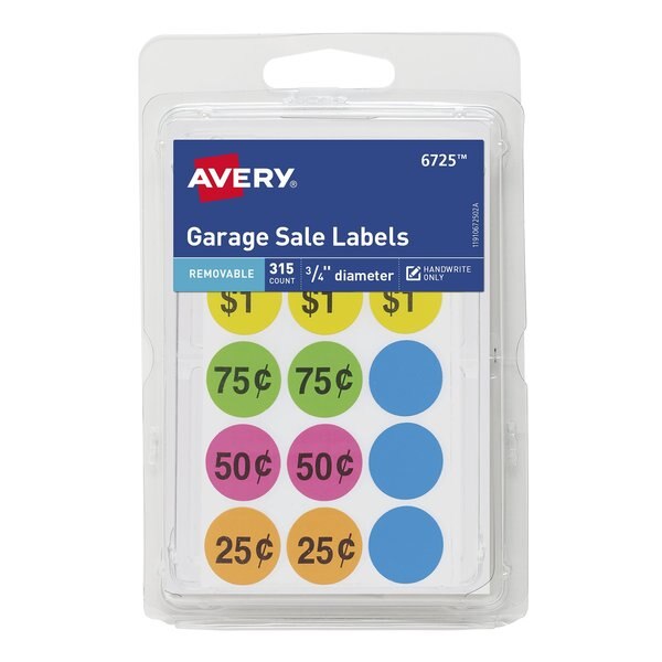 Removable Garage Sale Labels, 0.7, PK315