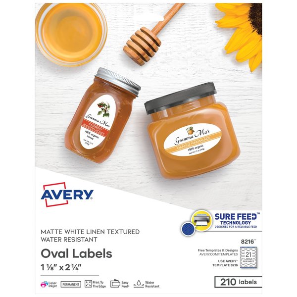 Printable Blank Oval Labels, 1-1/, PK210