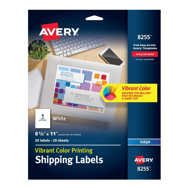 Color Printing Labels, Permanent A, PK20