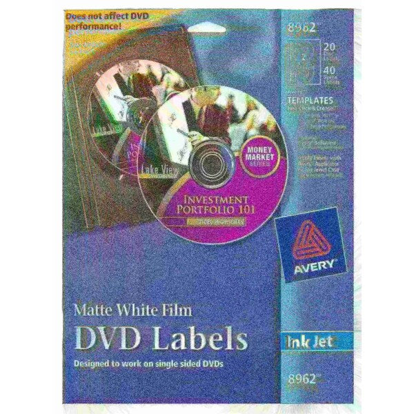 Film DVD Labels, Permanent Adhesiv, PK20
