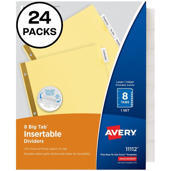 Big Tab Insertable Dividers, 8 Cle, PK24