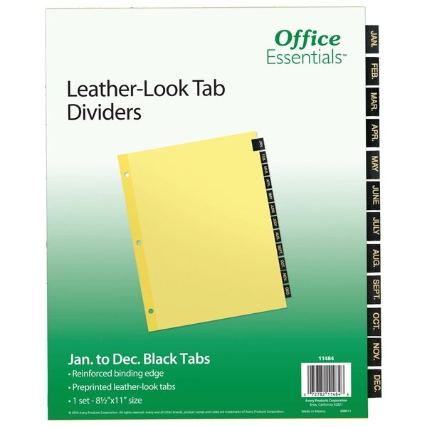Black Leather Preprinted Tab Dividers