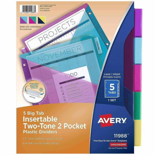 Big Tab Insertable Plastic Dividers, Two