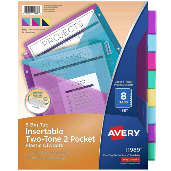 Big Tab Insertable Plastic Dividers, Two